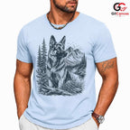 German Shepherd River T-Shirt Forest Nature Dog Lover Unisex Mountain Apparel Tee