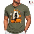 Ghost Black Cat Halloween T-Shirt Unisex Spooky Fall Event Gift Kids Adults
