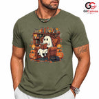 Ghost Reading Halloween Tee Shirt Unisex Spooky Book Lover Event Gift For Kids
