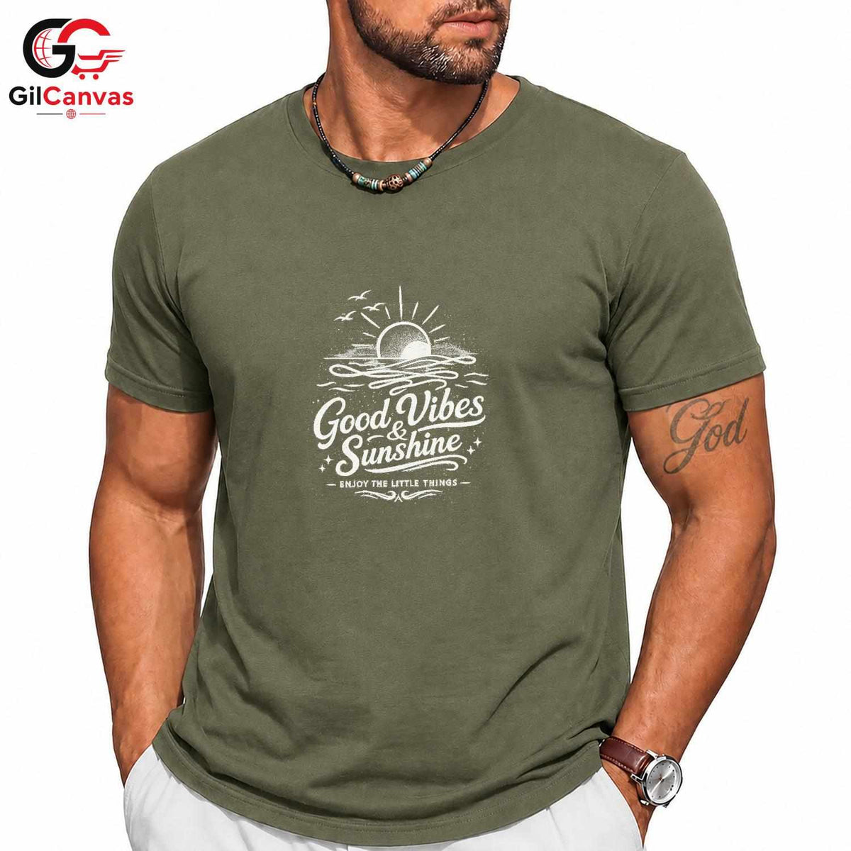 Good Vibes Sunset T-Shirt Summer Beach Trip Relaxation Unisex Graphic Tee
