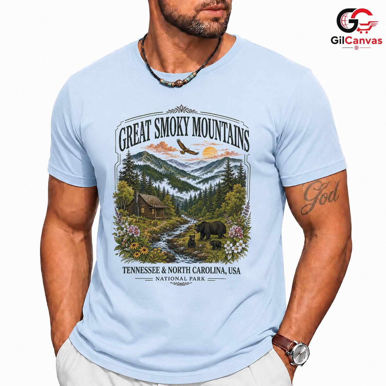 Great Smoky Mountains T-Shirt Scenic Nature Travel Unisex Outdoor Apparel
