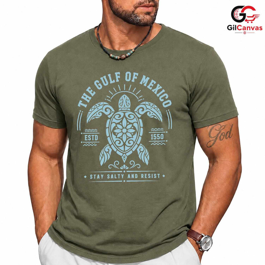 Gulf Of Mexico Turtle T-Shirt Vintage Coastal Beach Unisex Summer Vacation Tee