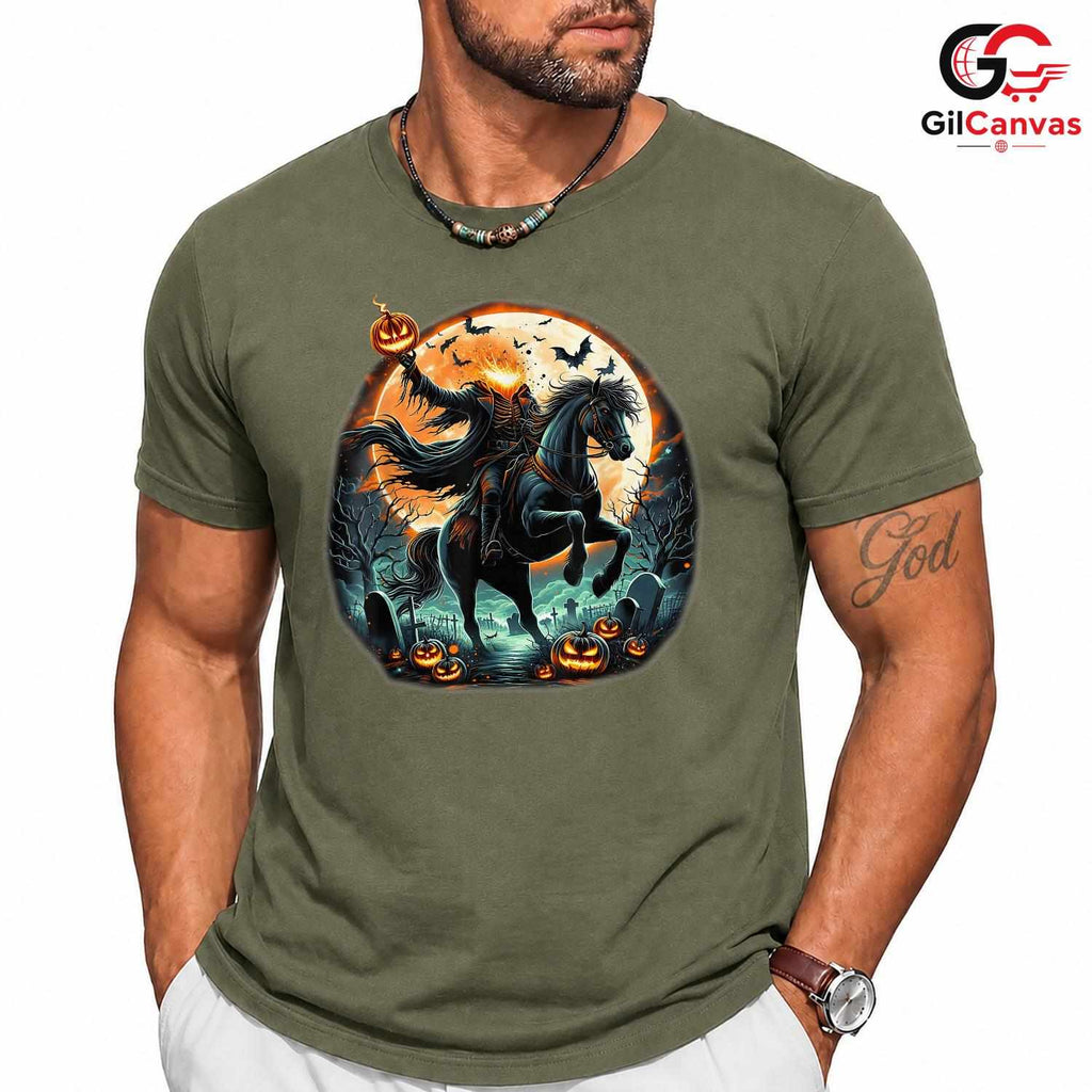 Headless Horseman Fall Tee Shirt Unisex Spooky Halloween Event Gift For Adults