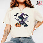 Hummingbird Witch Pumpkin T-Shirt Unisex Cute Spooky Animal Gift For Kids