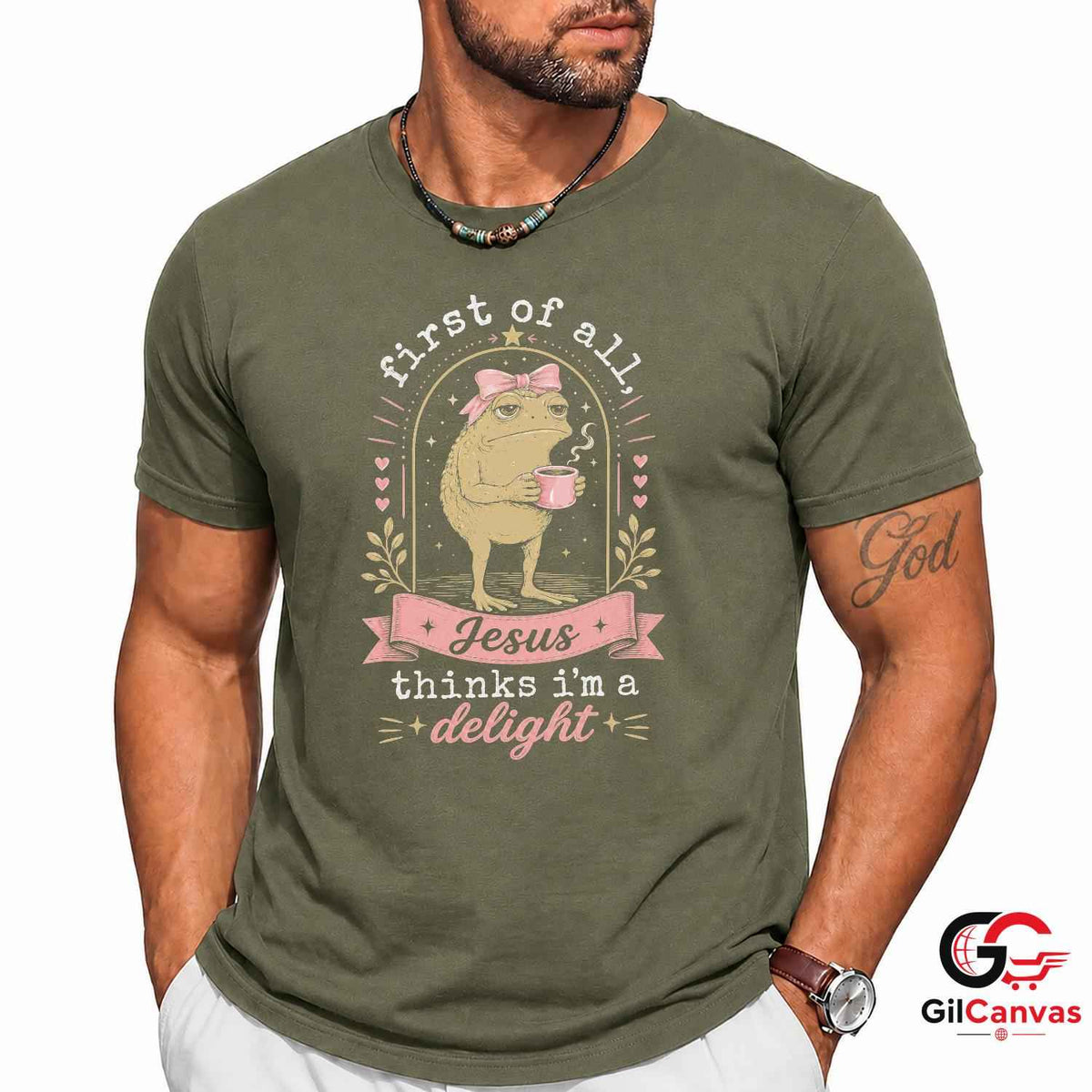 Jesus Thinks Im Delight T-Shirt Grumpy Toad Coffee Lover Unisex Graphic Apparel
