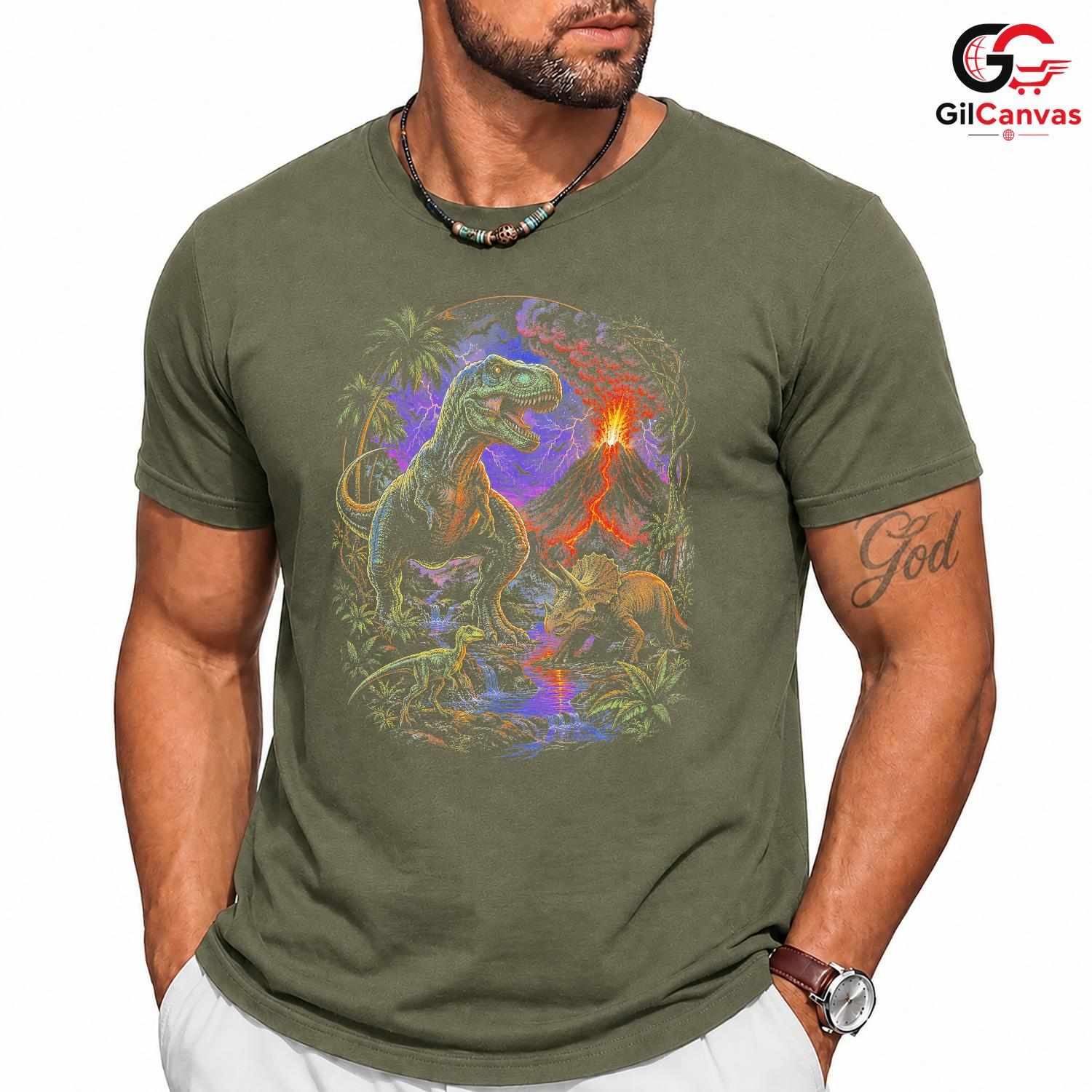 Kids Dinosaur Graphic T-Shirt Rex Triceratops Adventure Lover Boys Girls Tee