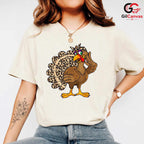 Leopard Print Turkey Fall T-Shirt Unisex Funny Thanksgiving Animal Lover Gift