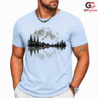 Moonlit City Forest Skyline T-Shirt Scenic Night Sky Unisex Graphic Apparel Tee