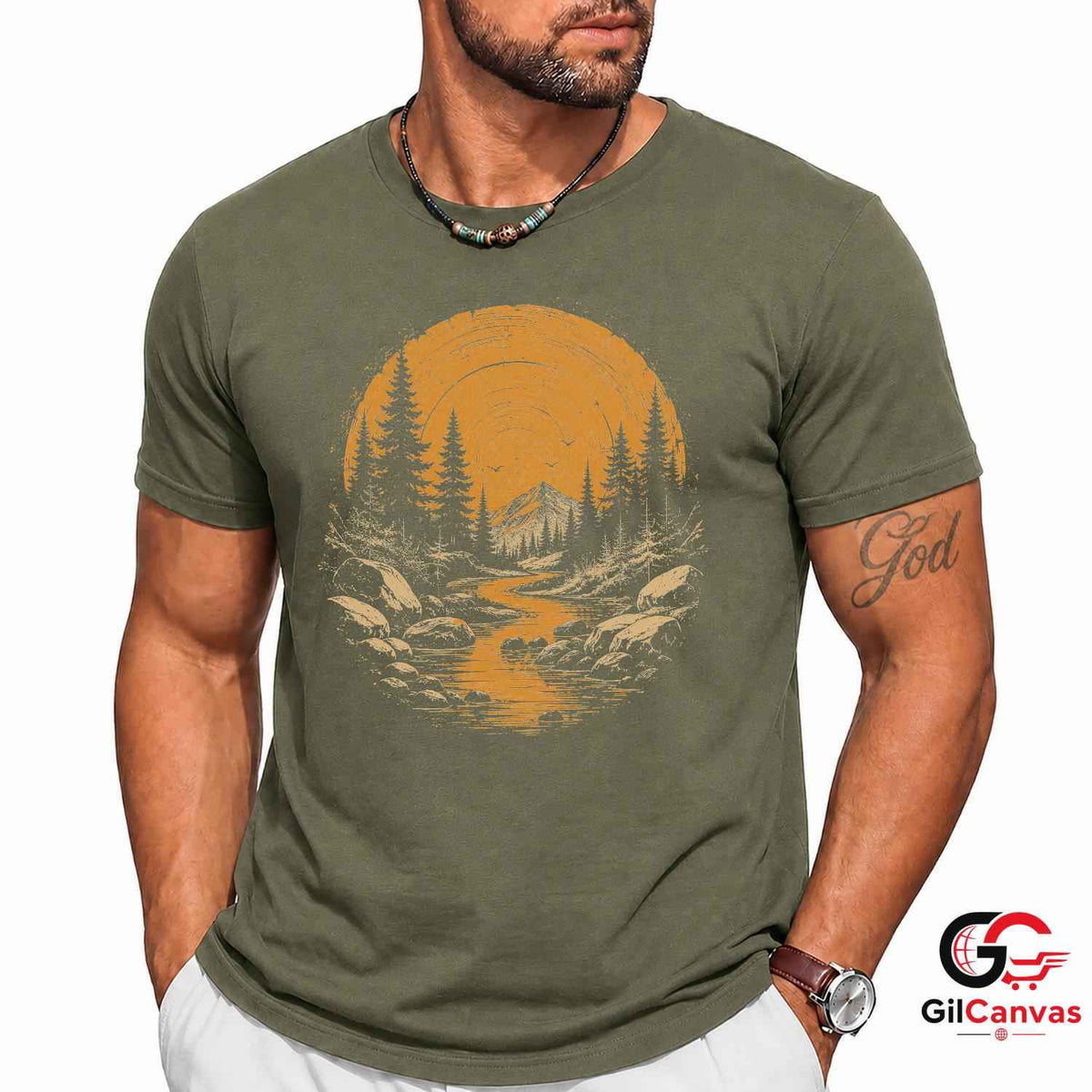 Mountain Forest River T-Shirt Scenic Nature Lover Unisex Adventure Graphic Tee