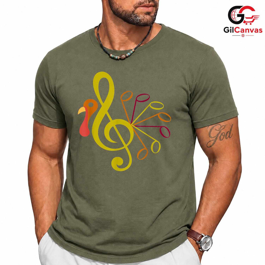 Music Note Turkey Fall T-Shirt Unisex Thanksgiving Musician Gathering Gift