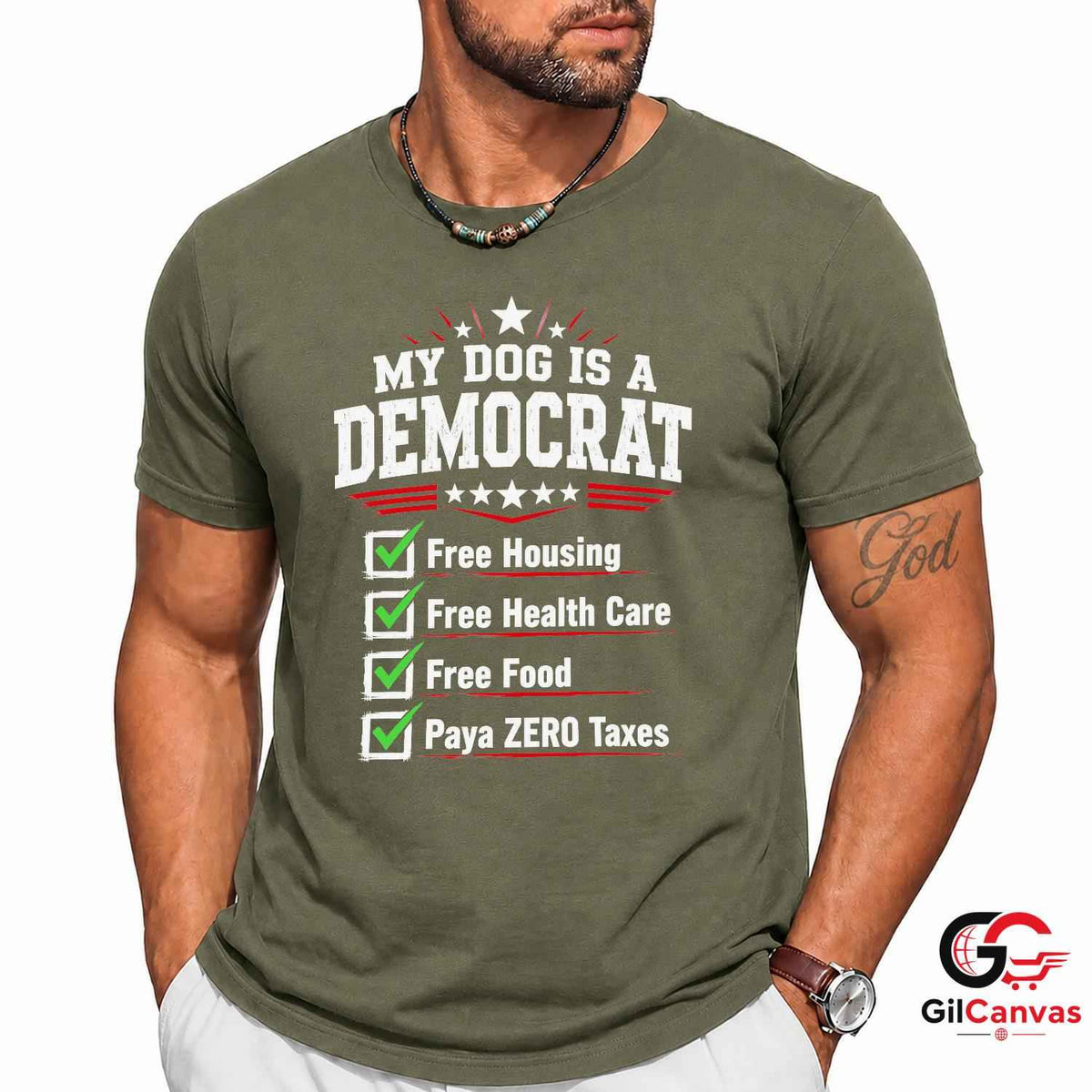 My Dog Is A Democrat T-Shirt Funny Political Satire Unisex Pet Graphic Apparel