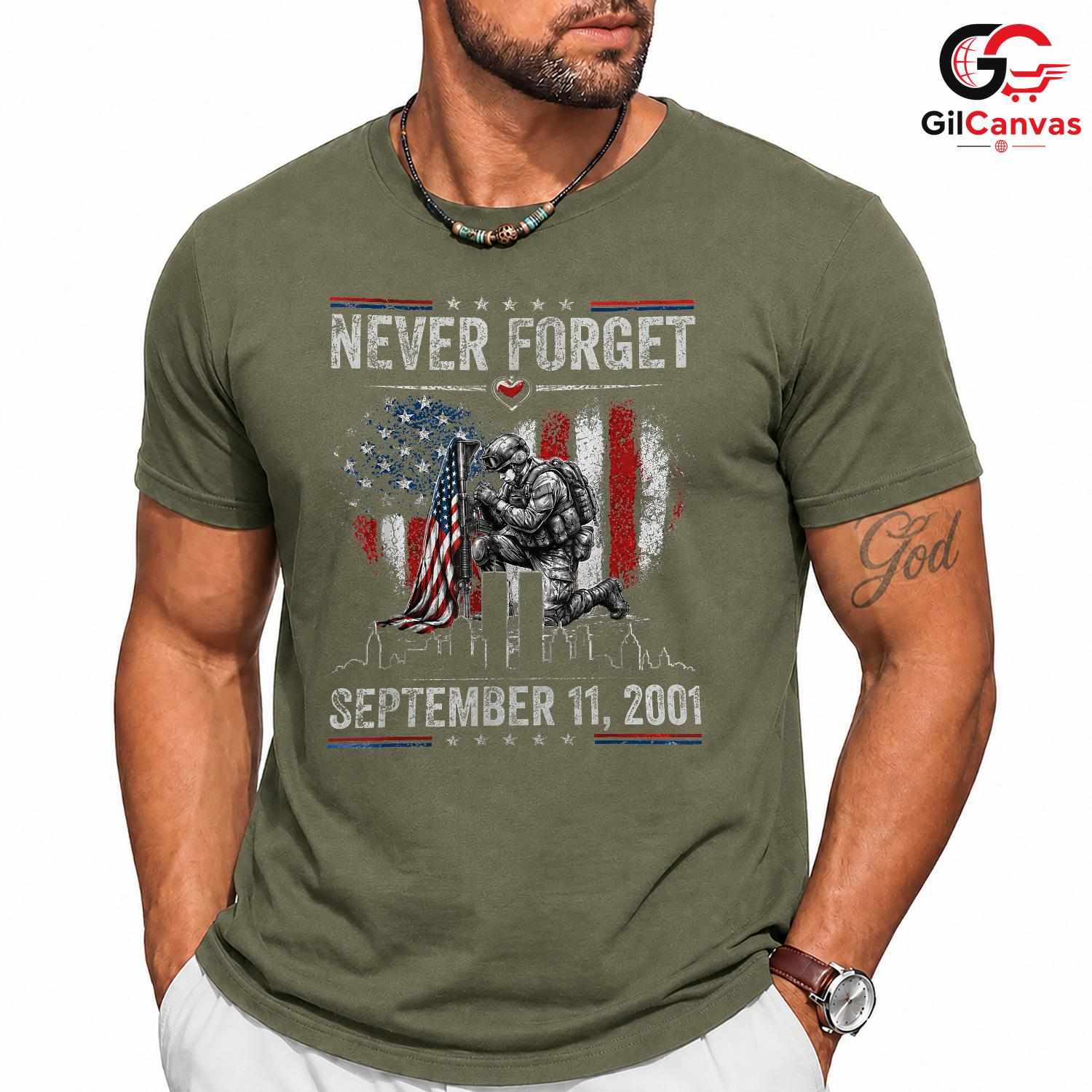 Never Forget Memorial Tee Shirt Unisex Patriotic Adult Gift For Remembrance Day