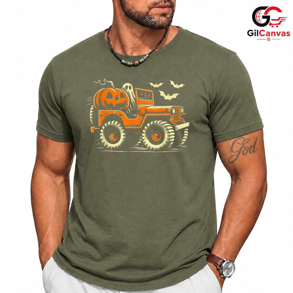 Off Road 4x4 Pumpkin Ghost T-Shirt Unisex Funny Spooky Bat Costume For Kids
