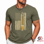 Patriotic Beer Drinking Flag T-Shirt Independence Day Unisex Graphic Apparel Tee