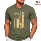Patriotic Beer Drinking Flag T-Shirt Independence Day Unisex Graphic Apparel Tee