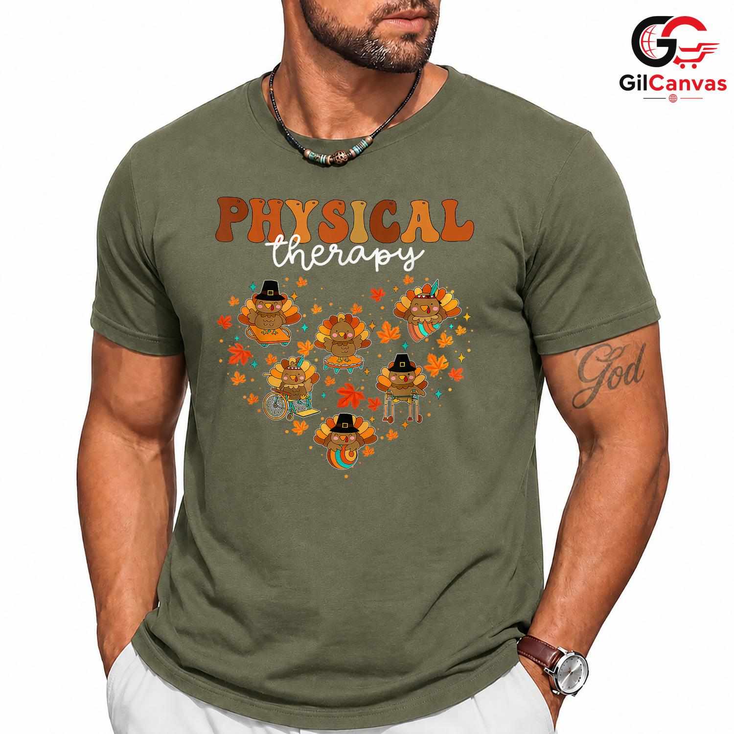 Physical Therapy Turkey Fall T-Shirt Unisex Thanksgiving Rehab Staff Heart Gift