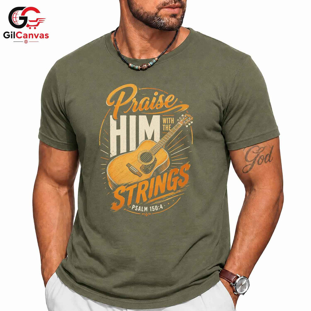 Praise With Strings T-Shirt Faith Event Music Lover Religious Unisex Apparel