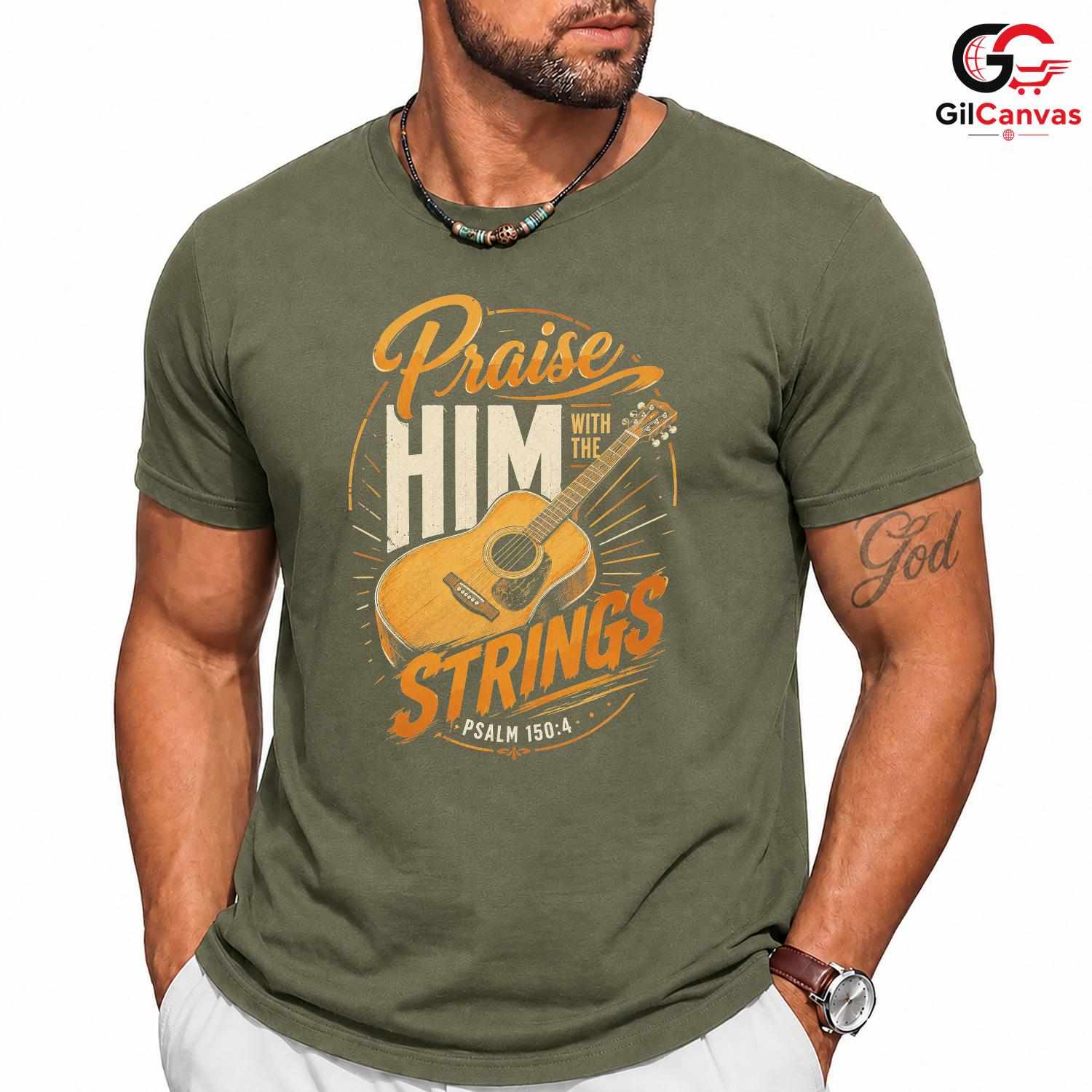 Praise With Strings T-Shirt Faith Event Music Lover Religious Unisex Apparel