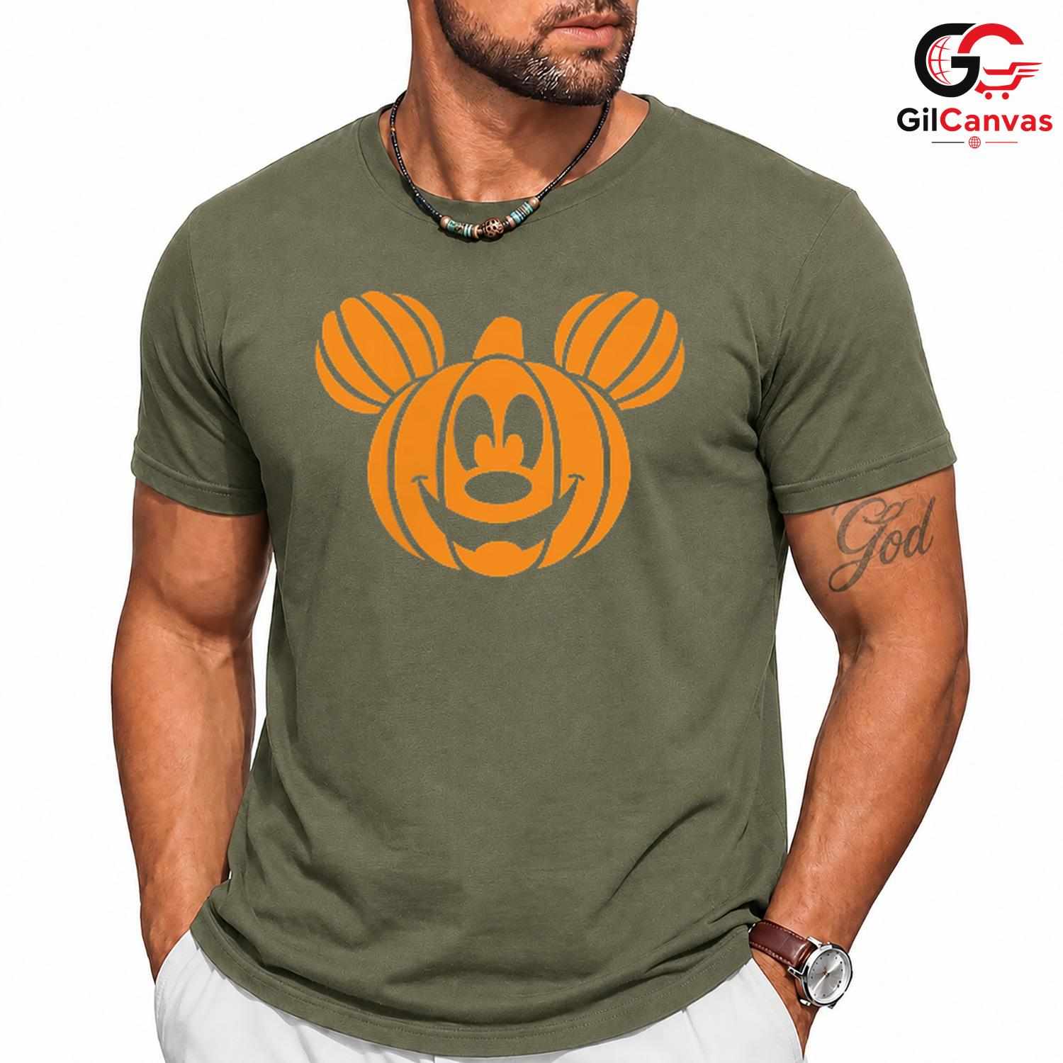 Pumpkin Cartoon Mouse Tee Shirt Unisex Fun Fall Celebration Gift For Kids