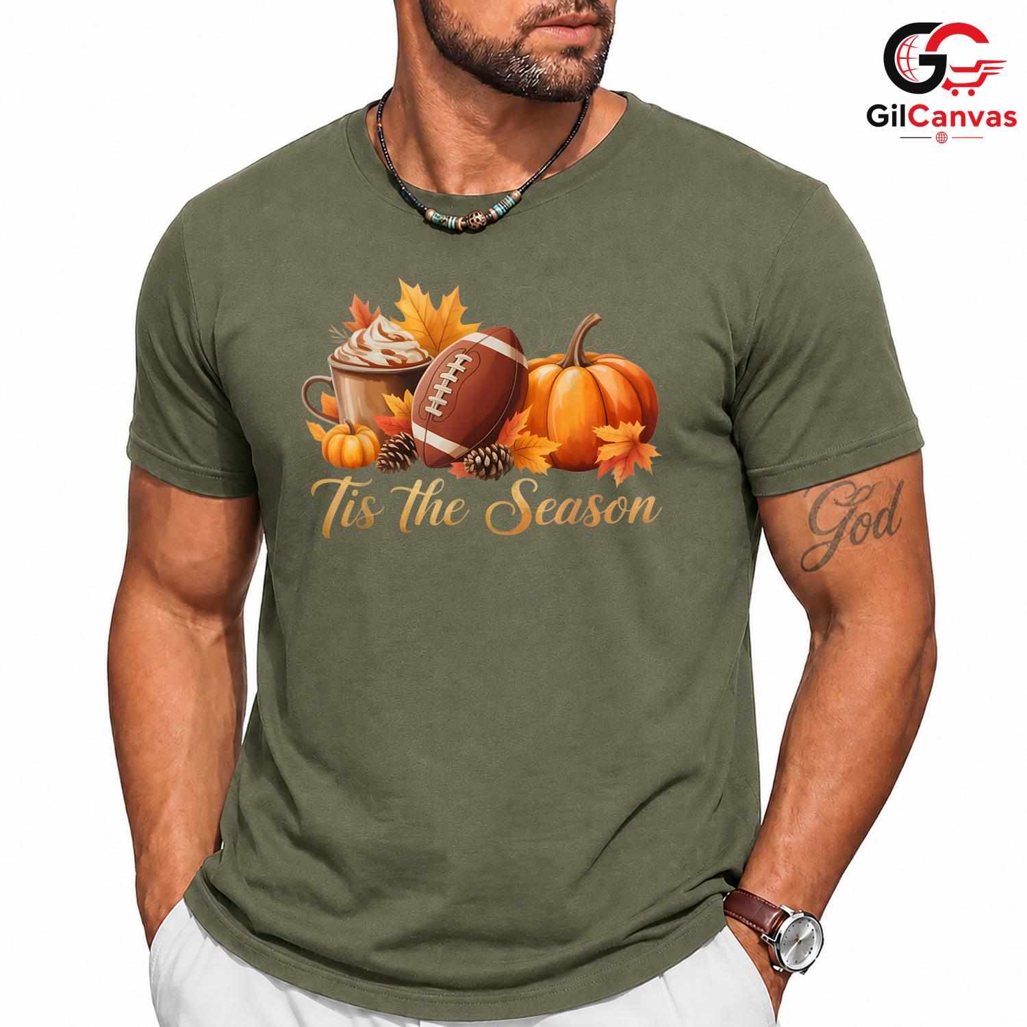 Pumpkin Football Fall T-Shirt Unisex Thanksgiving Sports Holiday Gift All Ages
