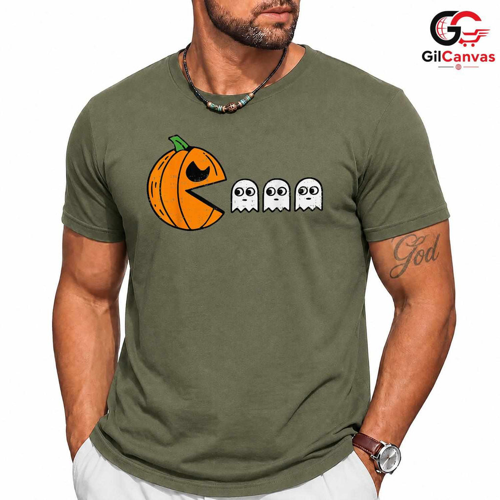 Pumpkin Ghosts Fall Tee Shirt Unisex Spooky Halloween Celebration Gift For Kids
