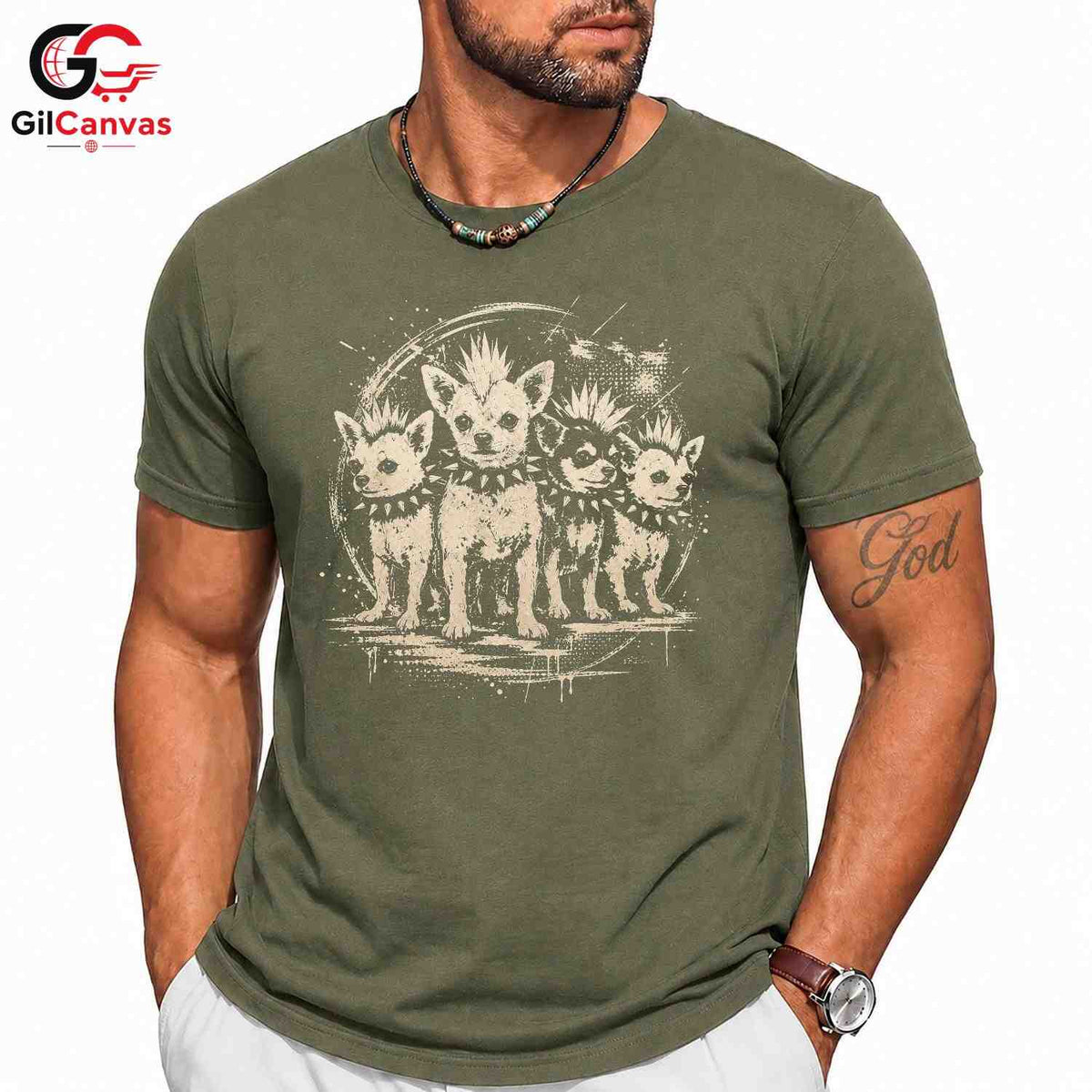 Punk Chihuahua Graphic T-Shirt Cute Animal Pet Lover Unisex Birthday Gift