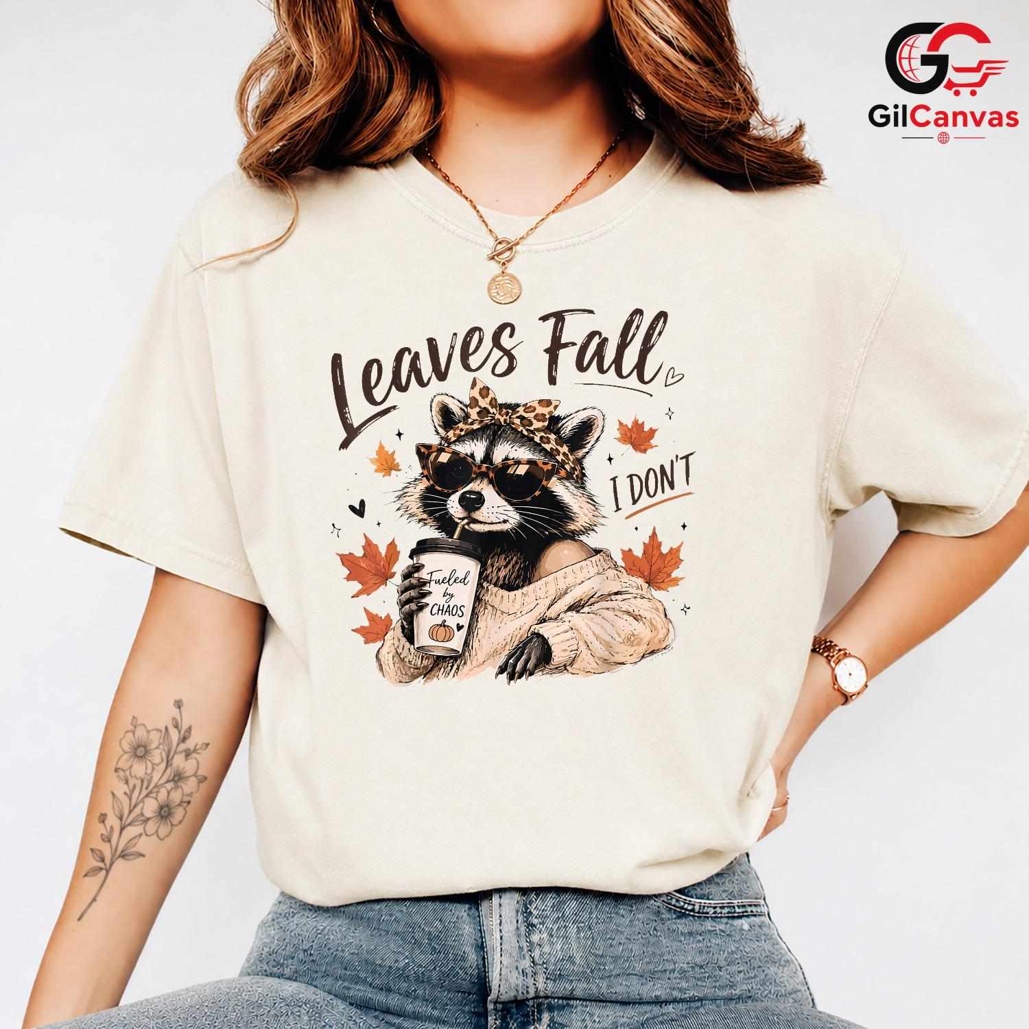 Raccoon Fall Leaves T-Shirt Unisex Cute Autumn Animal Lover Perfect Gift Idea