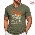 Relaxing Summer Raccoon T-Shirt Beach Vacation Graphic Unisex Casual Apparel