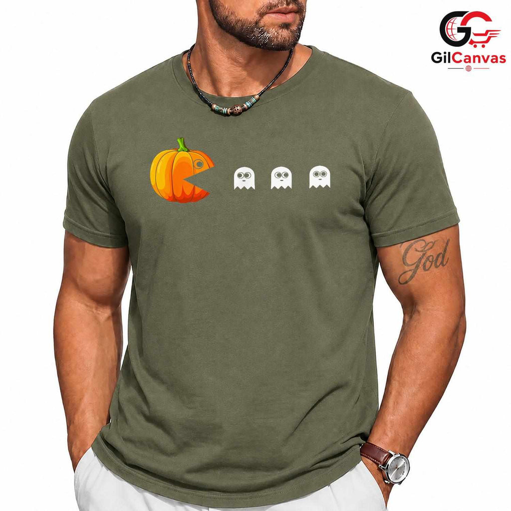 Retro Arcade Maze Ghost Tee Shirt Unisex Funny Spooky Gamer Party Costume