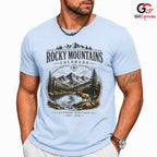Rocky Mountains Elk Tee Shirt Outdoor Nature Adventure Unisex Graphic Apparel