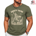 Safety Third Bear T-Shirt Cowboy Outdoor Enthusiast Adventure Graphic Unisex