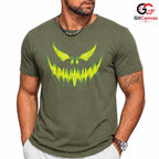 Scary Jack O Lantern Face Tee Shirt Unisex Spooky Trick Or Treat Party Costume
