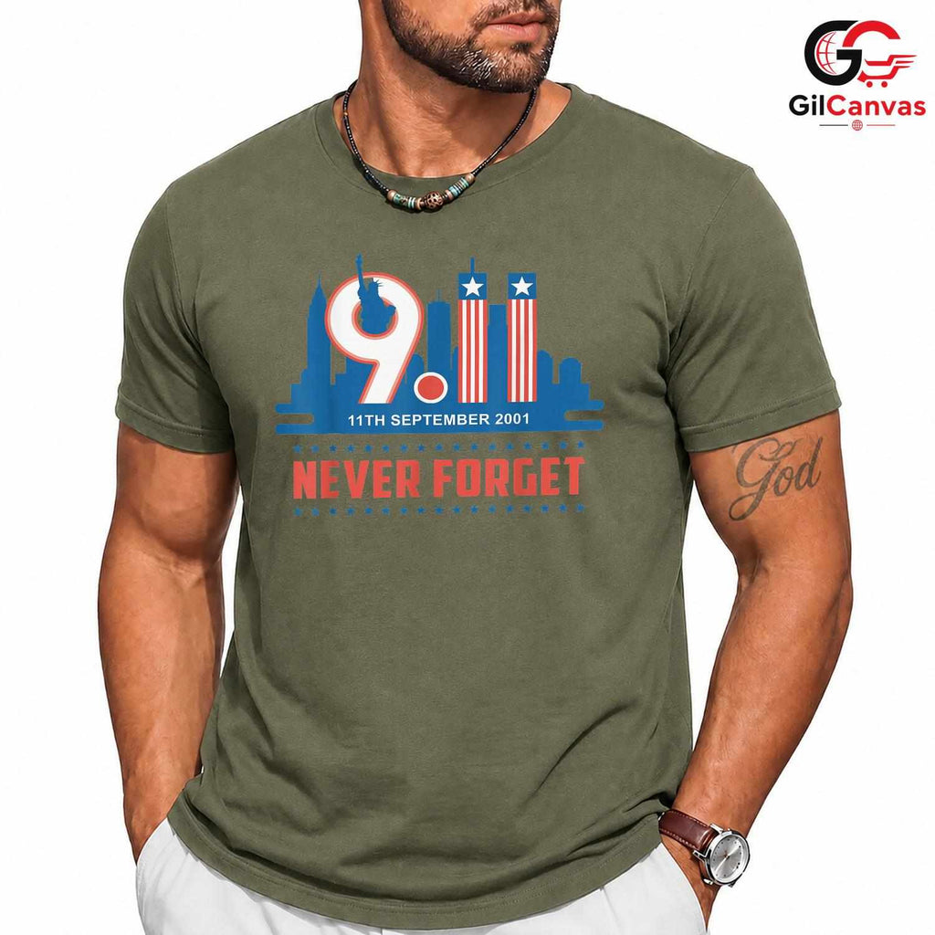 September 11 Memorial T-Shirt Unisex Patriot Day USA Flag Freedom Gift Tee
