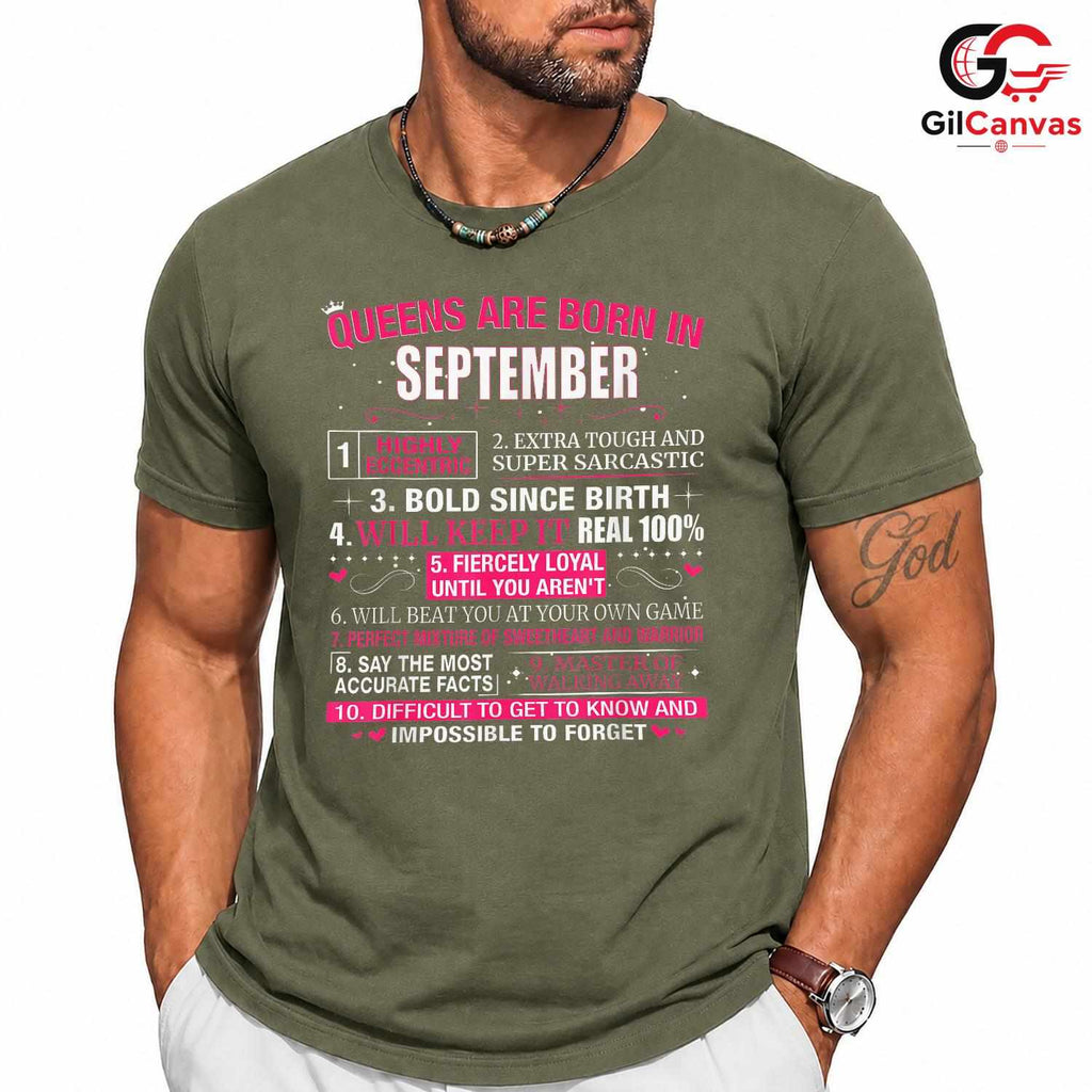 September Birthday Queen Shirt Unisex Fun Sarcastic Celebration Gift For Women