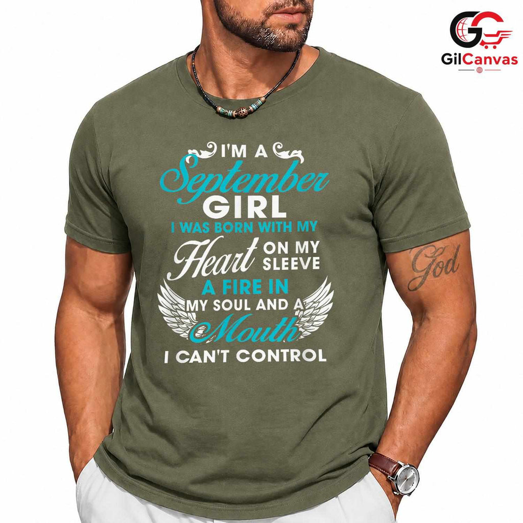 September Girl Heart Tee Shirt Unisex Fun Birthday Celebration Gift For Women