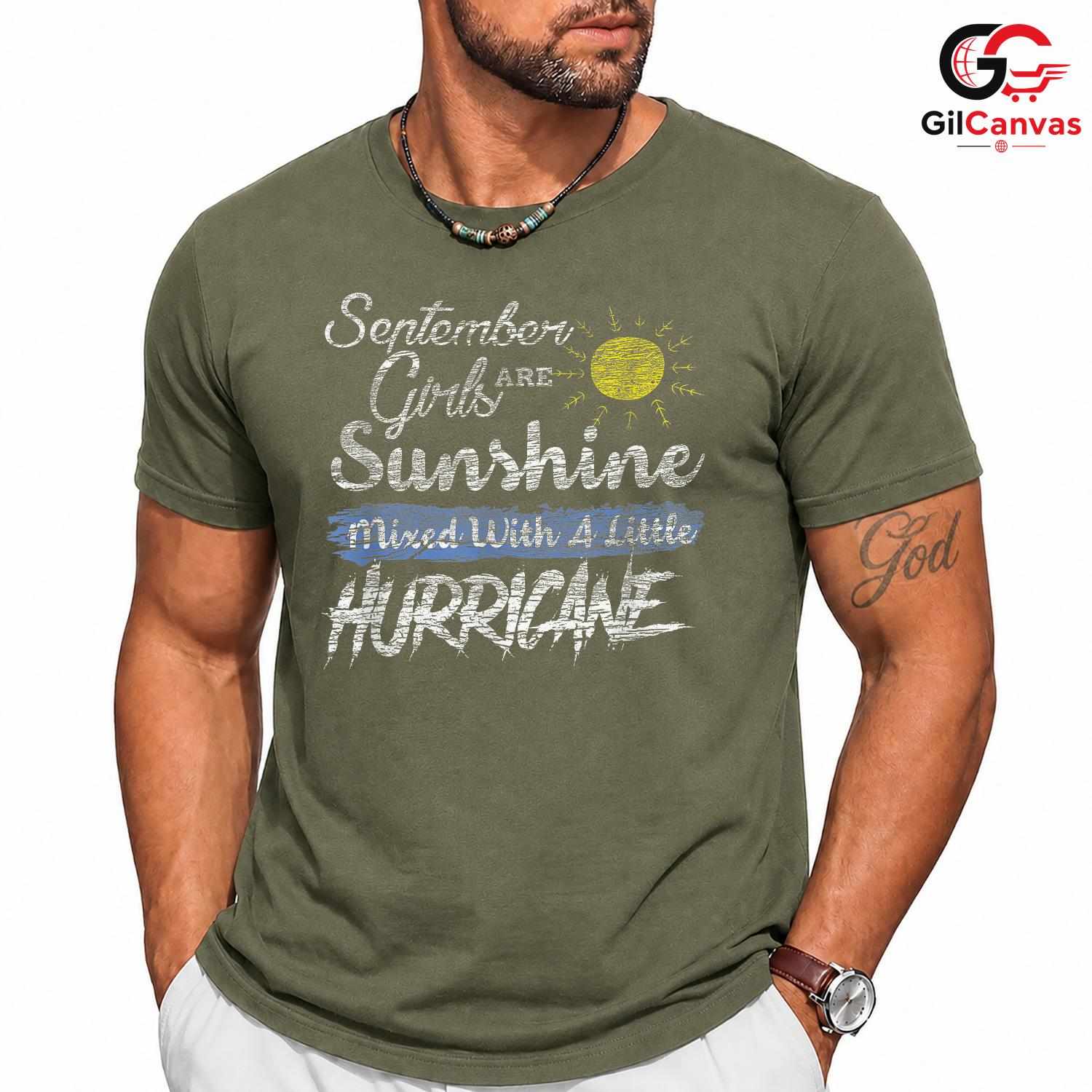 September Girl Hurricane Shirt Unisex Fun Sunshine Birthday Gift Idea For Her