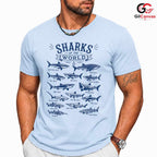 Shark Species Chart Graphic T-Shirt Marine Biology Gift Unisex Vintage Apparel