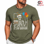 Skeleton Cake Balloon Tee Shirt Unisex Fun Birthday Party Gift Idea For Kids