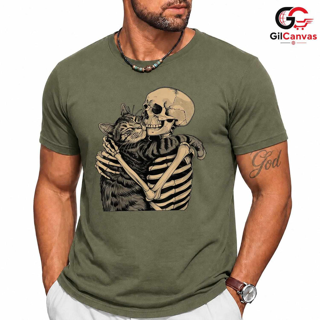 Skeleton Cat Lover Halloween T-Shirt Unisex Funny Spooky Gift For Pet Owners