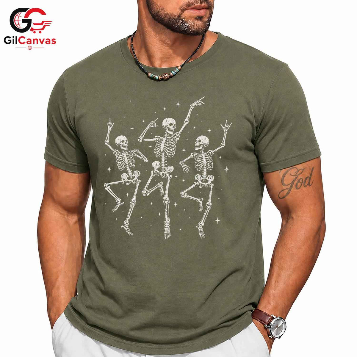 Skeleton Dance T-Shirt Halloween Party Wear Fun Casual Gift For Men Women Tee
