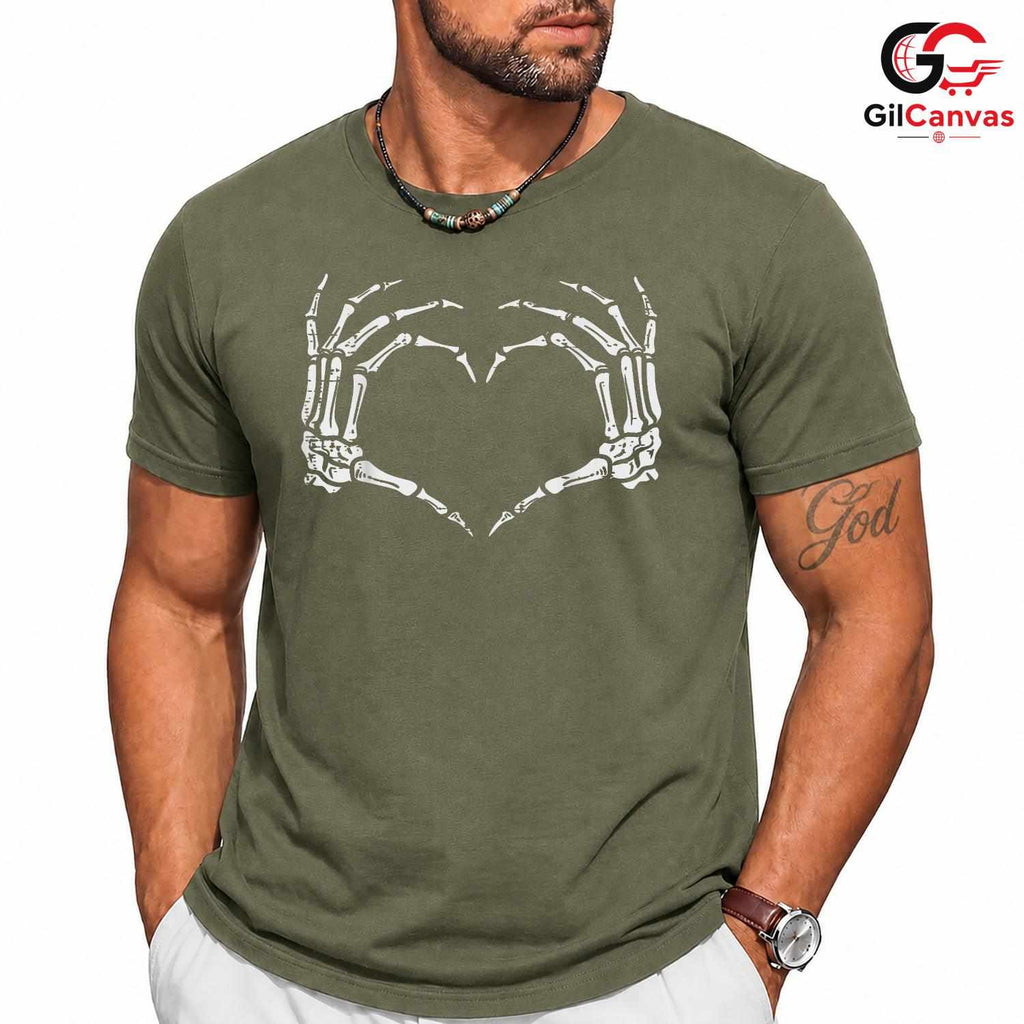 Skeleton Hands Heart Tee Shirt Unisex Perfect Spooky Season Gift For Teens