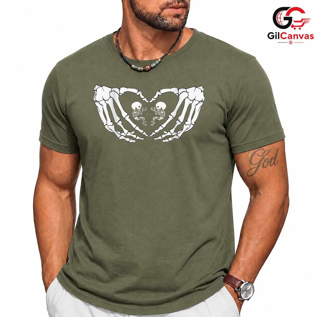 Skeleton Hands Heart Tee Shirt Unisex Perfect Spooky Halloween Gift For Teens