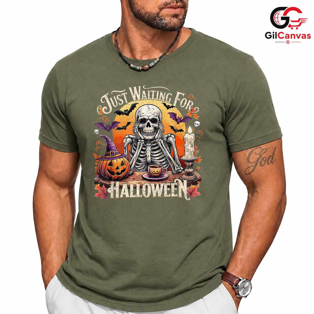 Skeleton Pumpkin Spooky T-Shirt Unisex Perfect Halloween Season Gift Adults
