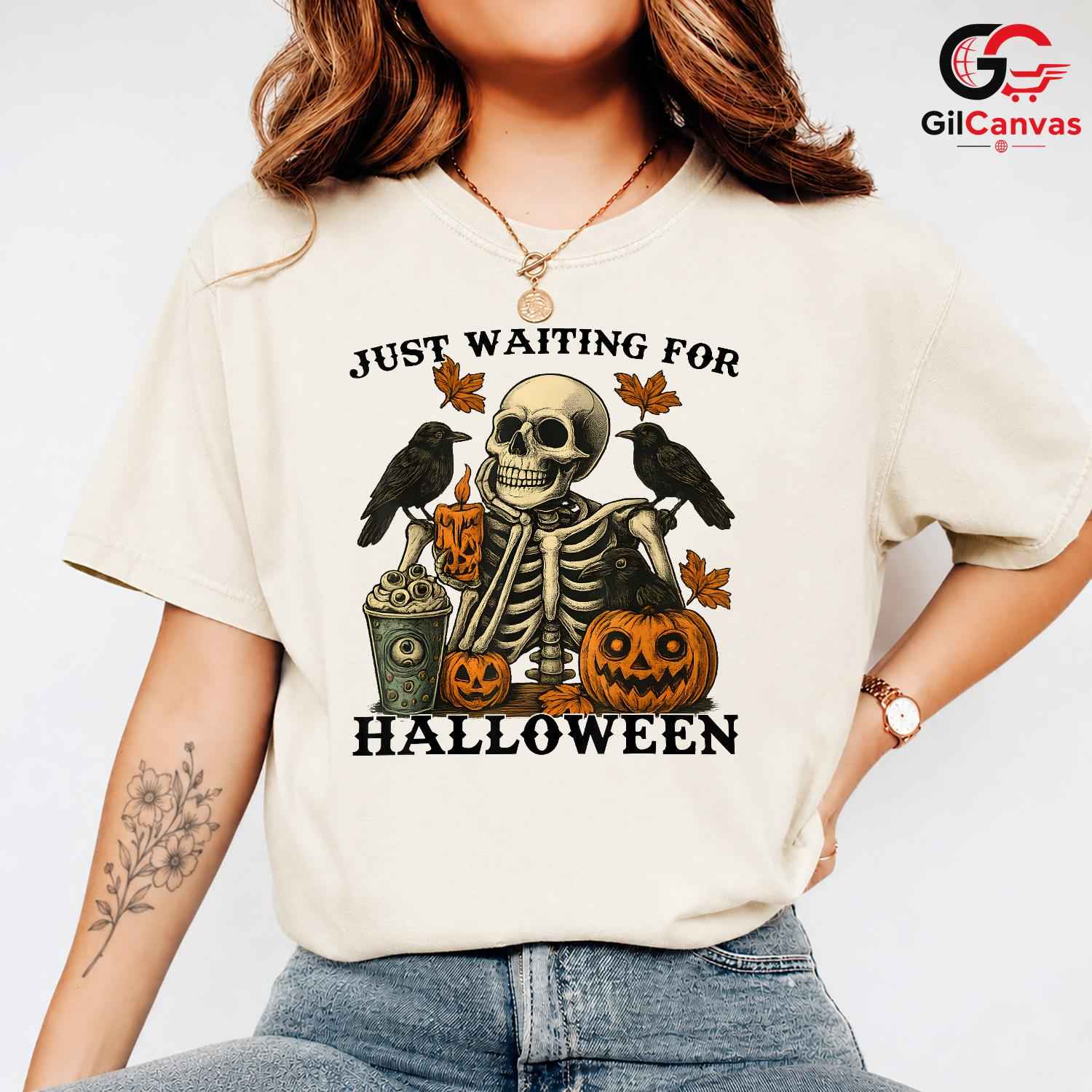 Skeleton Pumpkins Halloween T-Shirt Unisex Perfect Fall Event Gift For Adults