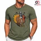 Skeleton Riding Turkey T-Shirt Unisex Funny Thanksgiving Holiday Gift Adult