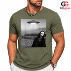 Slasher Movie Mask Alien Tee Shirt Unisex Funny Spooky Horror Abduction Gift