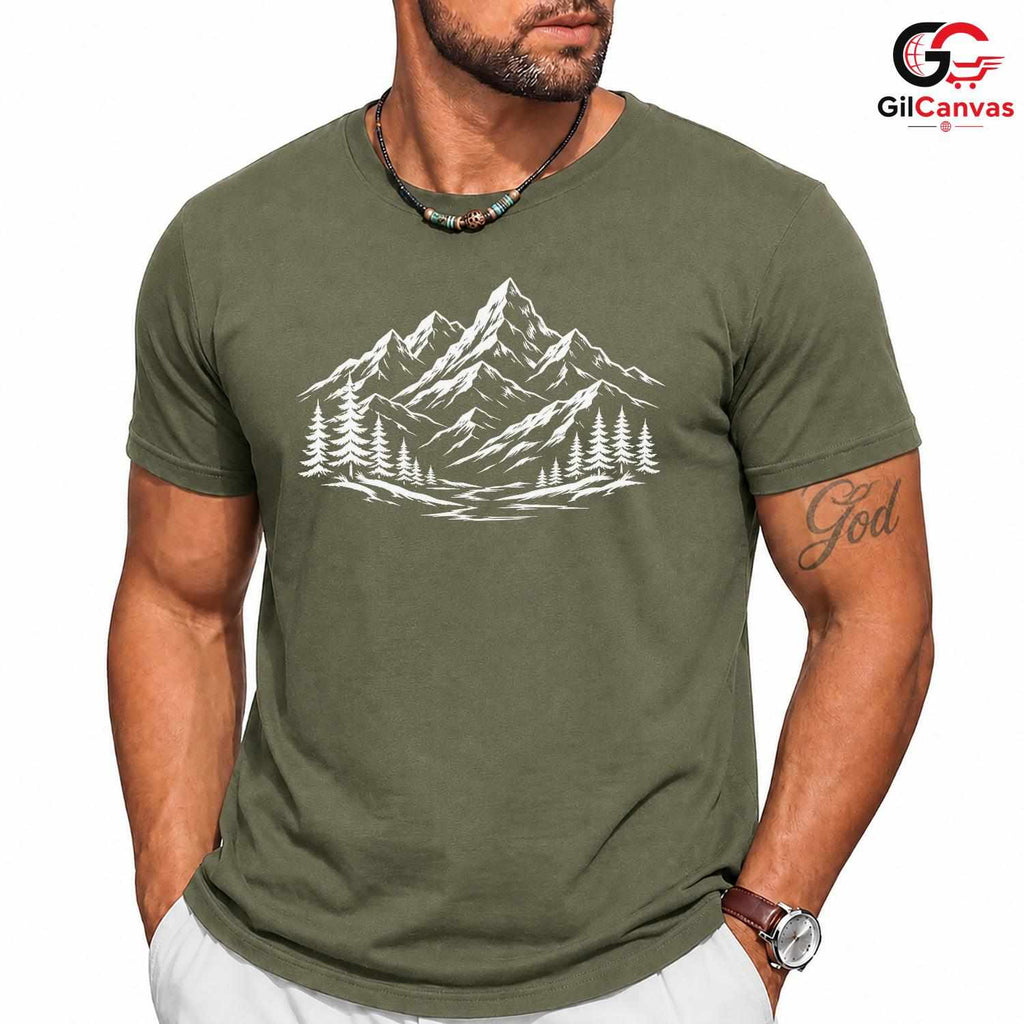 Snowy Peak Mountain T-Shirt Wilderness Exploration Unisex Hiking Graphic Tee