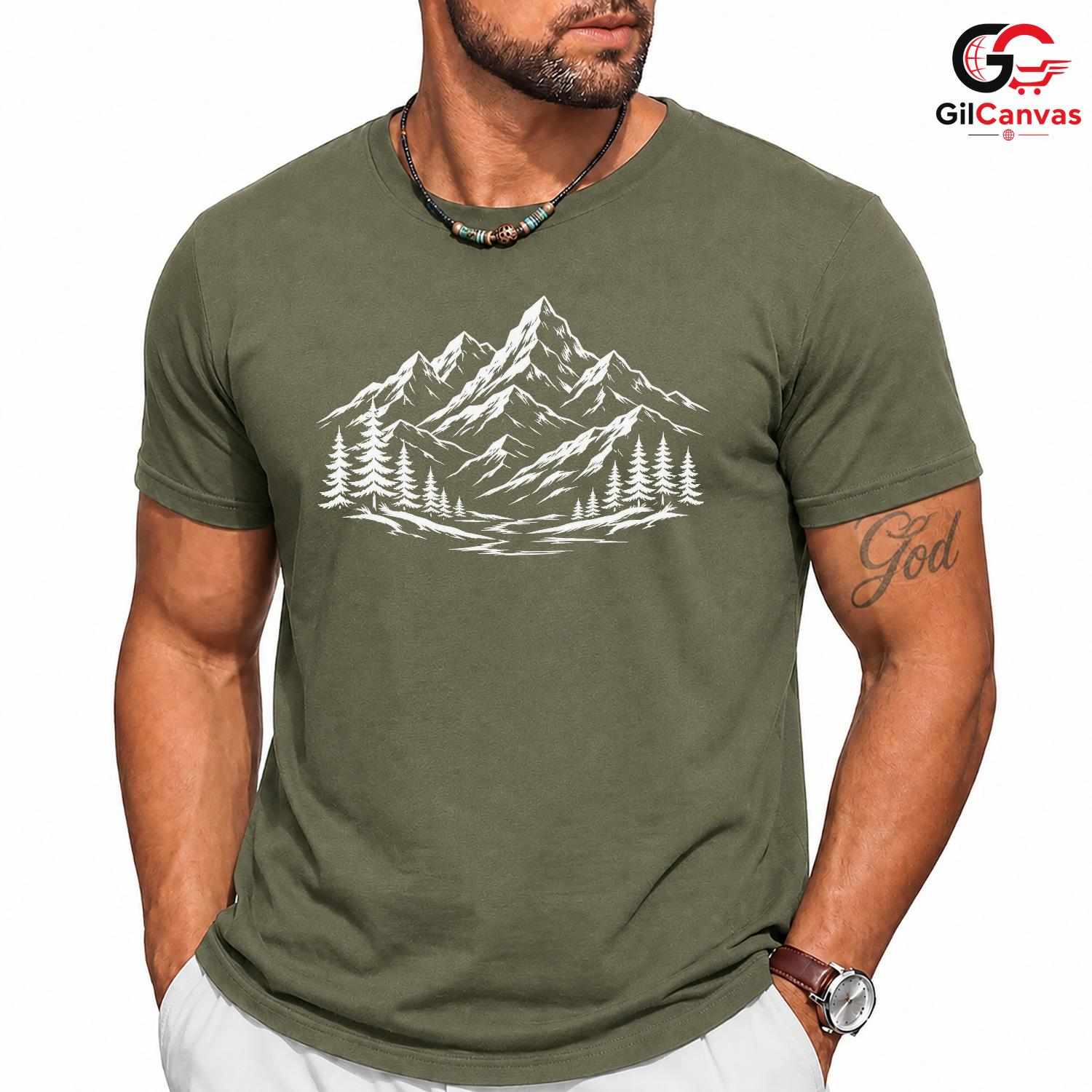 Snowy Peak Mountain T-Shirt Wilderness Exploration Unisex Hiking Graphic Tee
