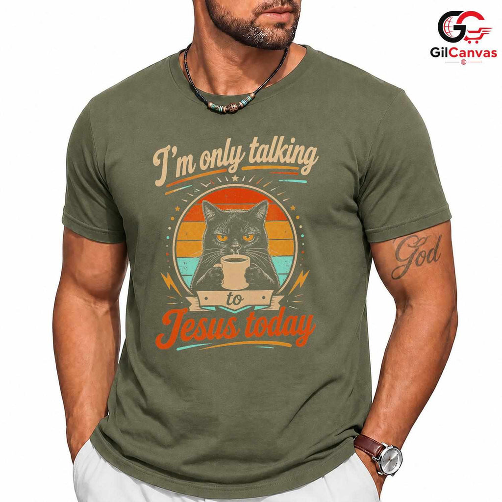 Spiritual Cat Coffee T-Shirt Feline Lover Graphic Unisex Casual Apparel Tee