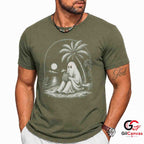 Spooky Beach Vacation Ghost T-Shirt Tropical Halloween Unisex Graphic Apparel Tee